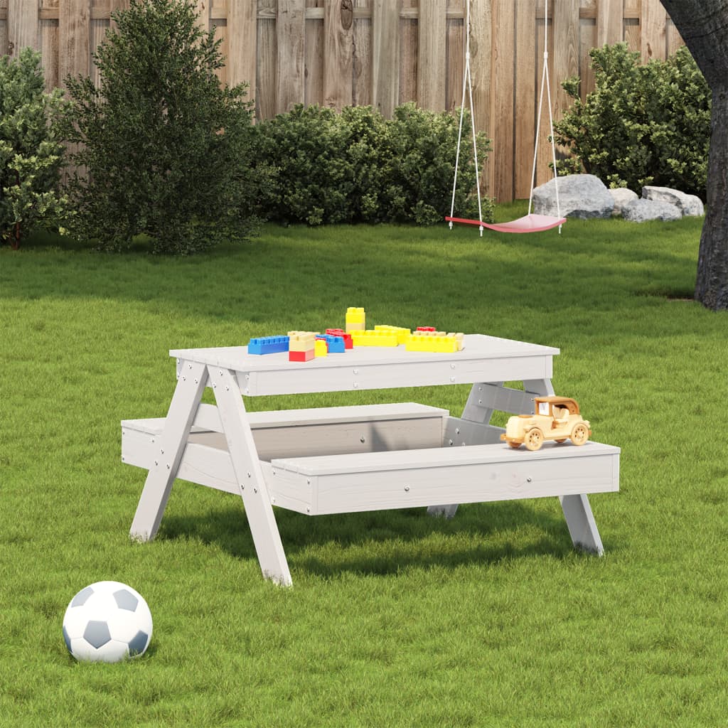 vidaXL Piknik miza za otroke bela 88x97x52 cm trdna borovina