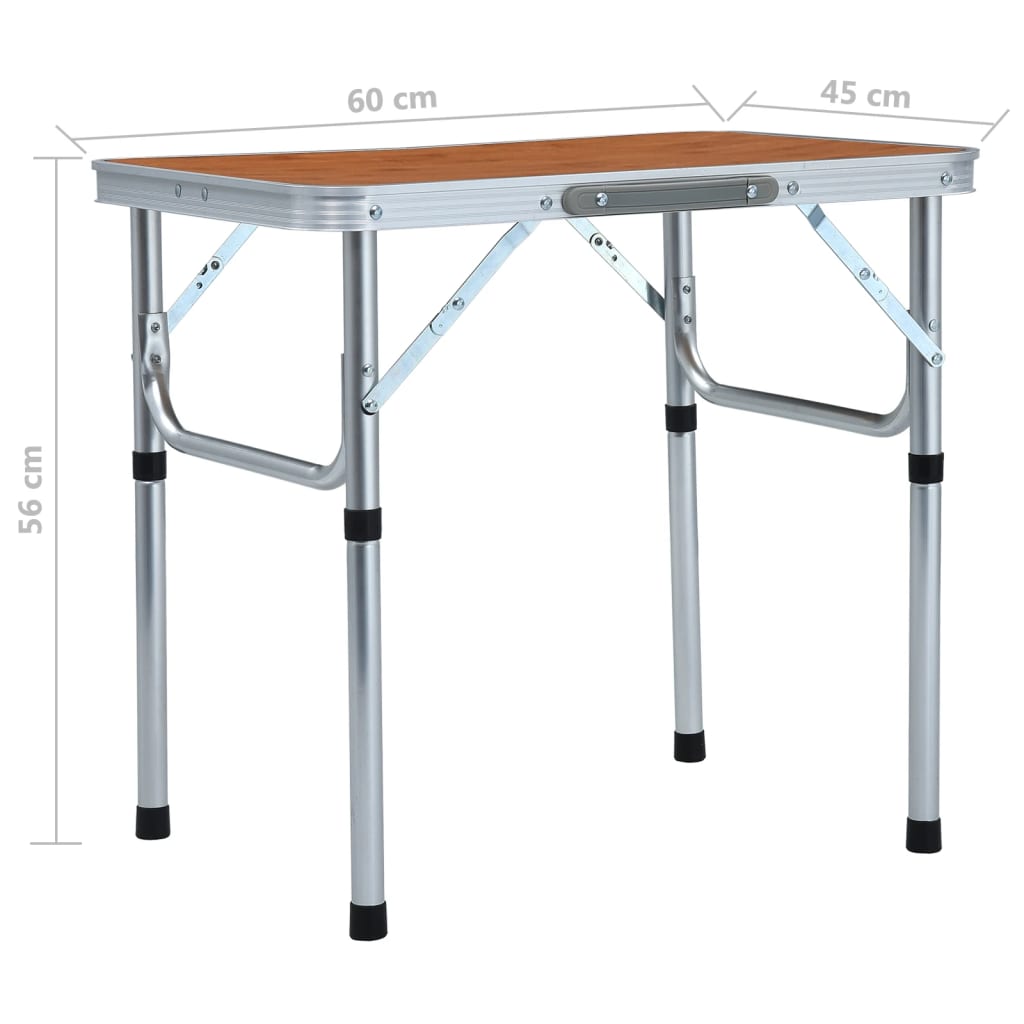 vidaXL Zložljiva miza za kampiranje iz aluminija 60x45 cm