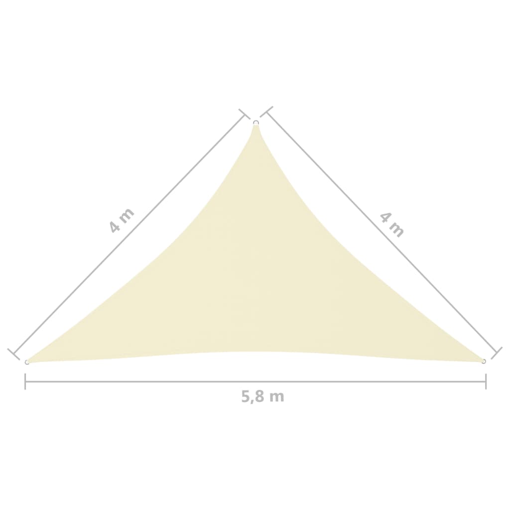 vidaXL Senčno jadro oksford blago trikotno 4x4x5,8 m krem