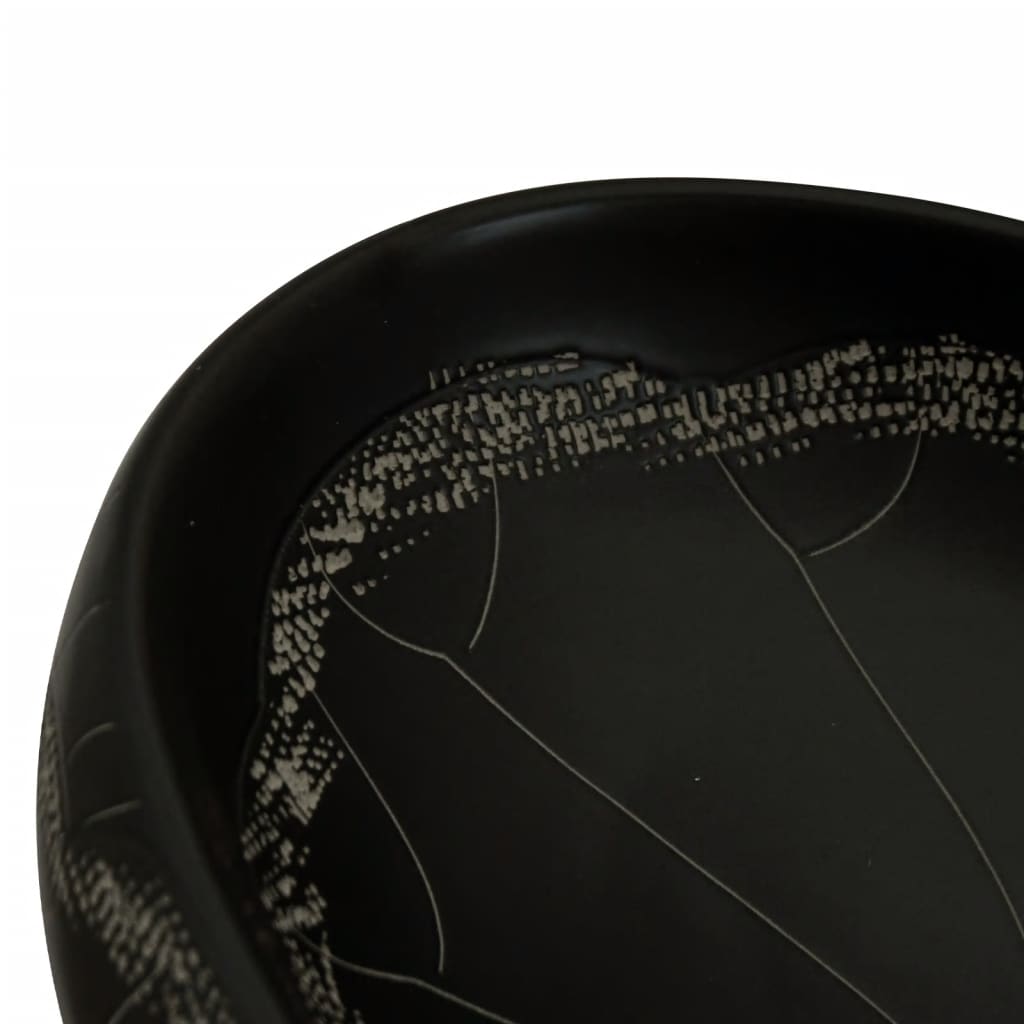 vidaXL Nadpultni umivalnik črn ovalen 59x40x15 cm keramika