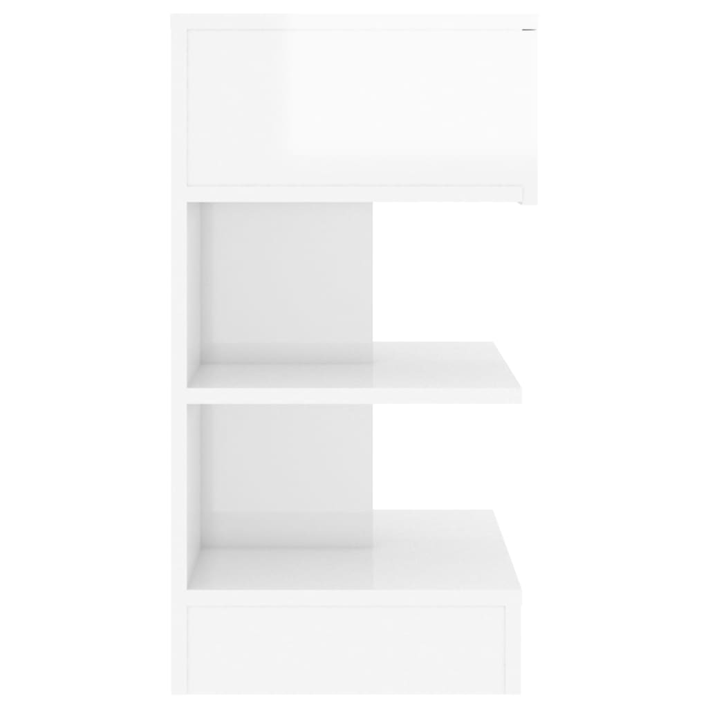 vidaXL Nočna omarica visok sijaj bela 40x35x65 cm iverna plošča