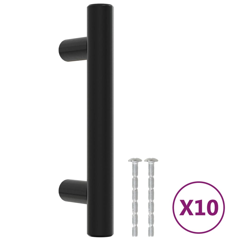 vidaXL Ročaji za omarico 10 kosov črni 64 mm nerjaveče jeklo
