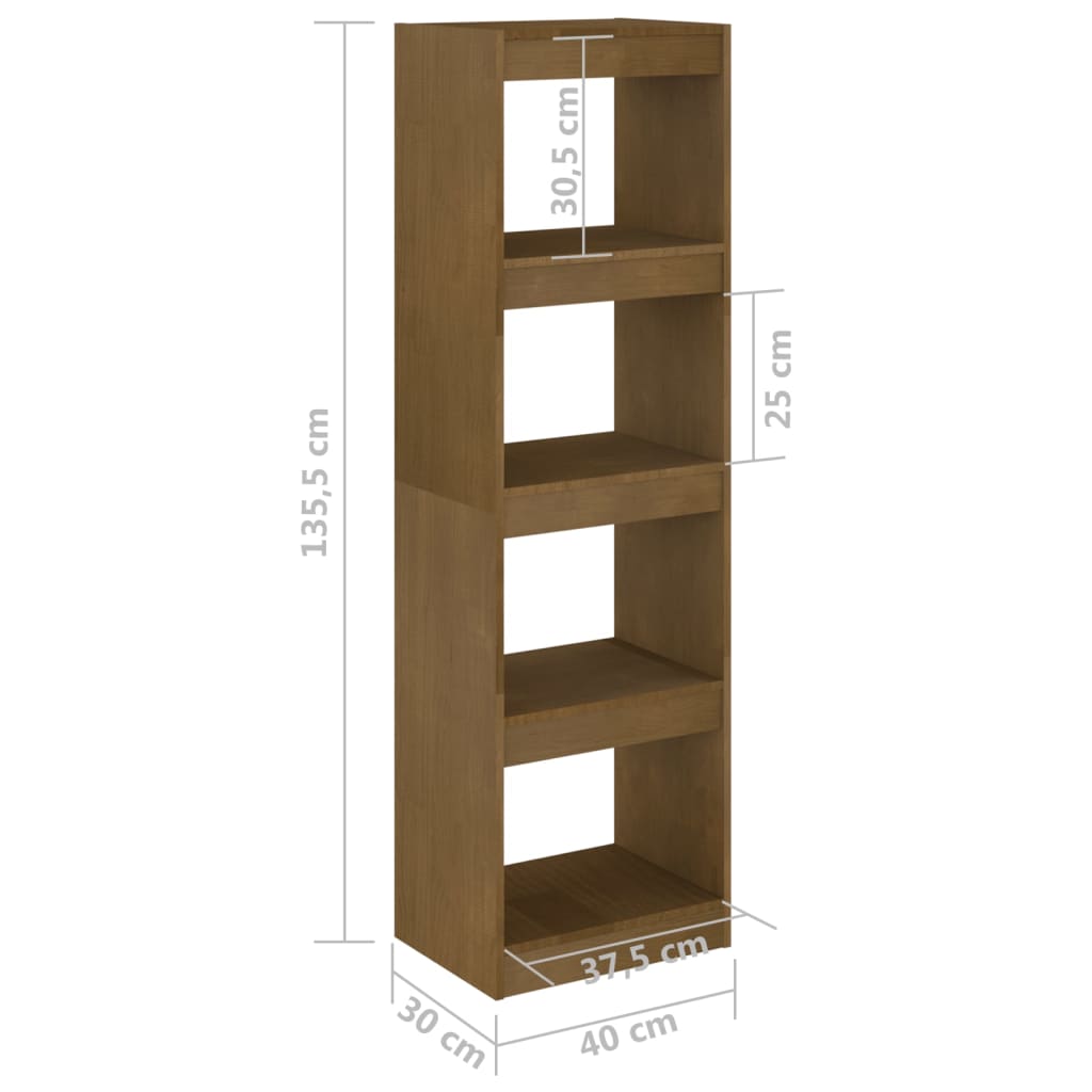 vidaXL Knjižna omara za razdelitev prostora medeno rjava 40x30x135,5cm