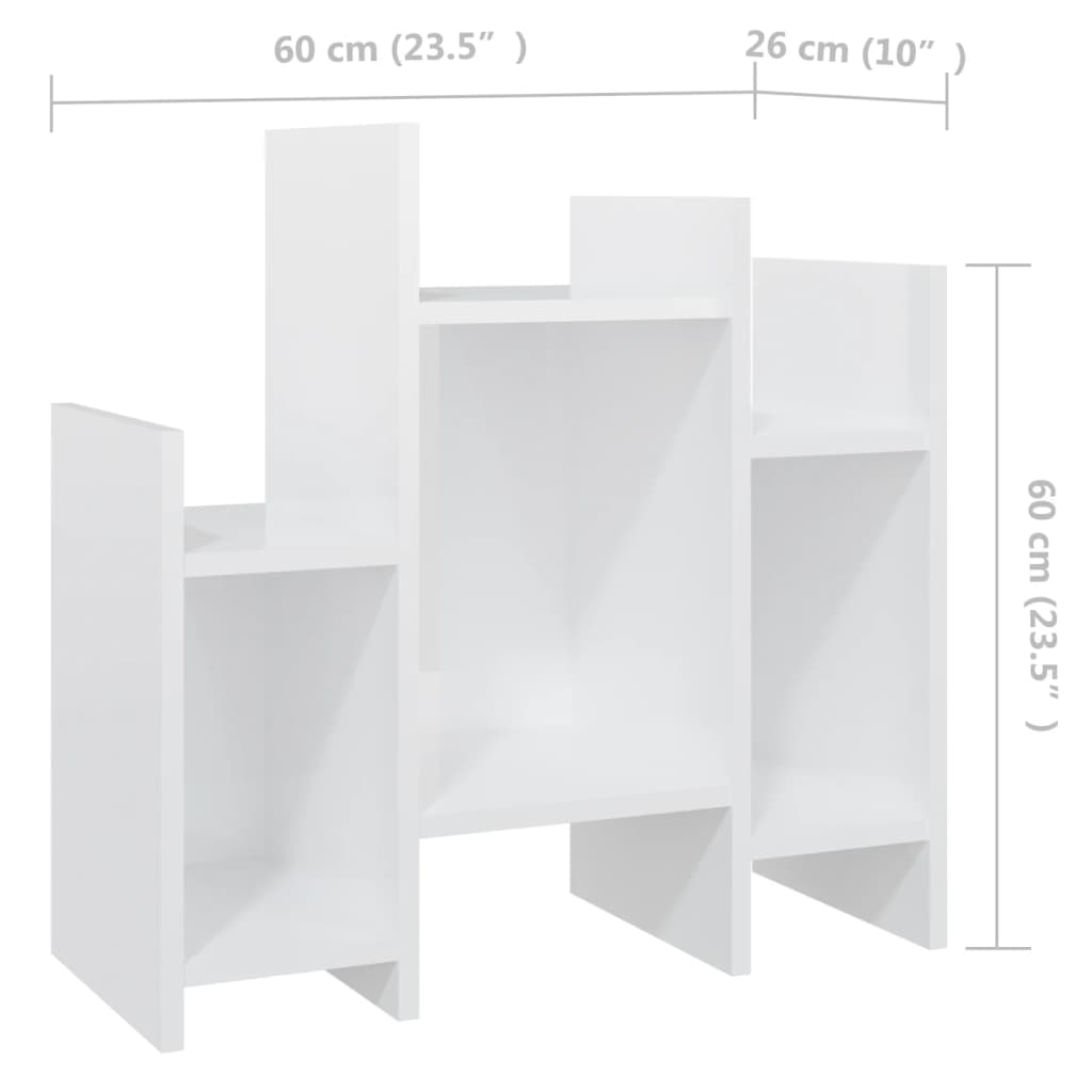 vidaXL Stranska omarica visok sijaj bela 60x26x60 cm iverna plošča