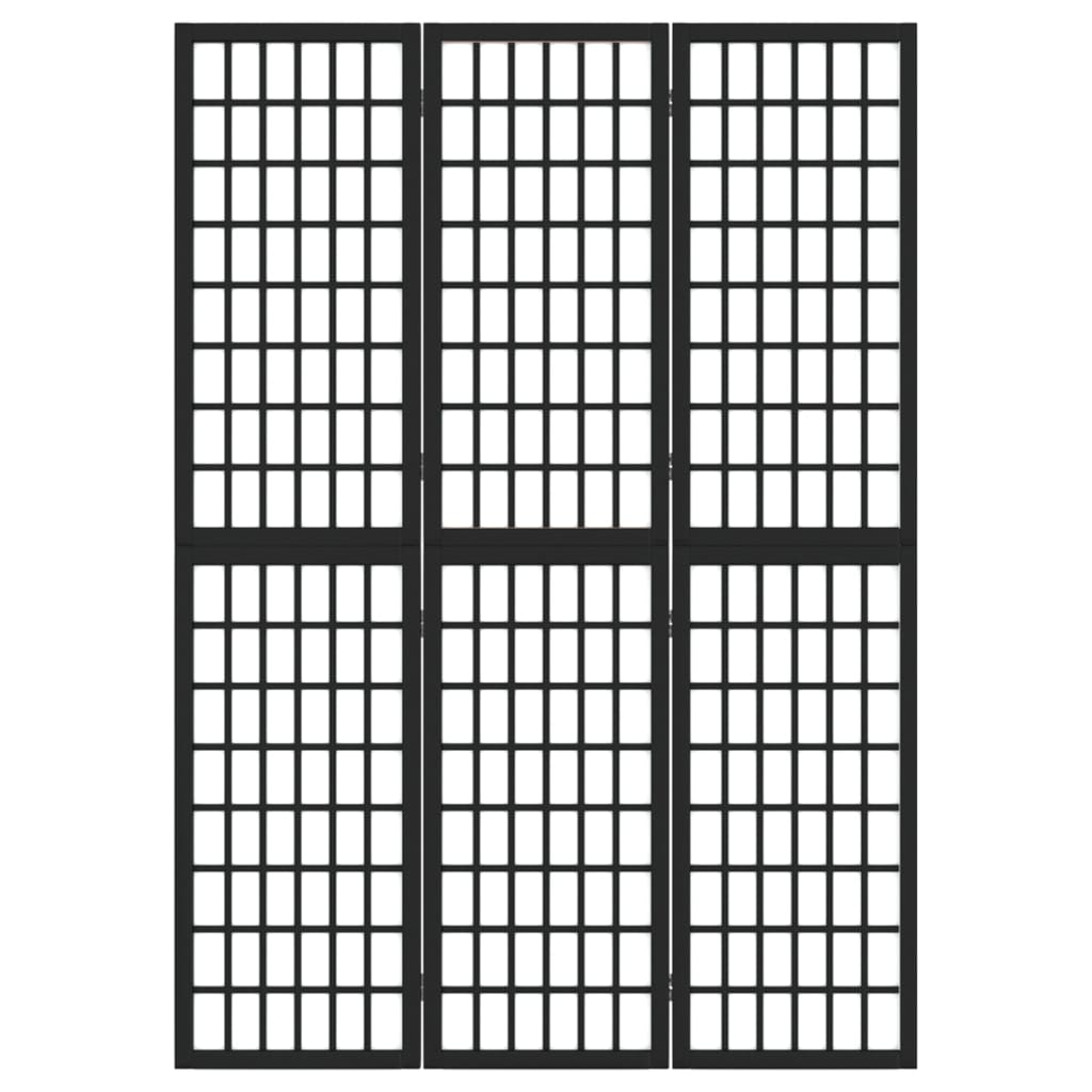 vidaXL Zložljiv 3-delni paravan japonski stil 120x170 cm črne barve