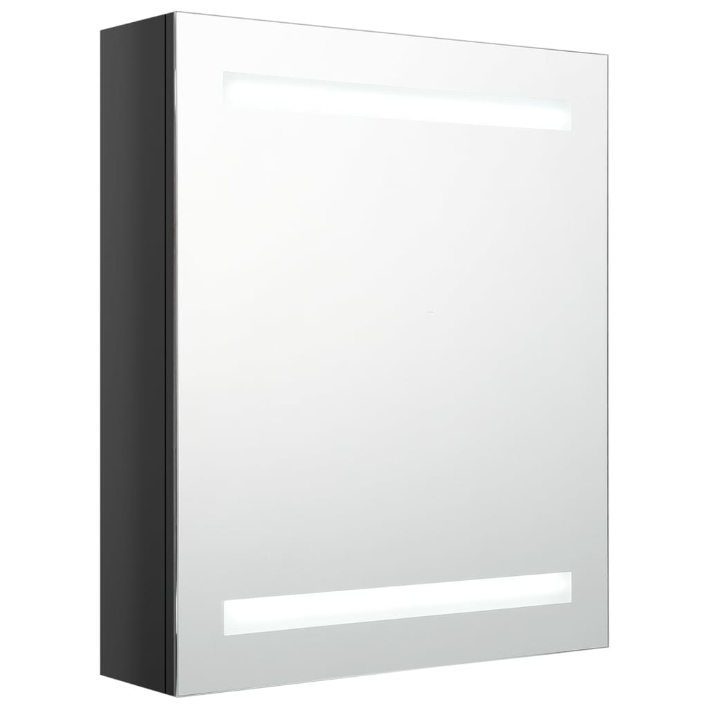 vidaXL LED kopalniška omarica z ogledalom sijoče črna 50x14x60 cm
