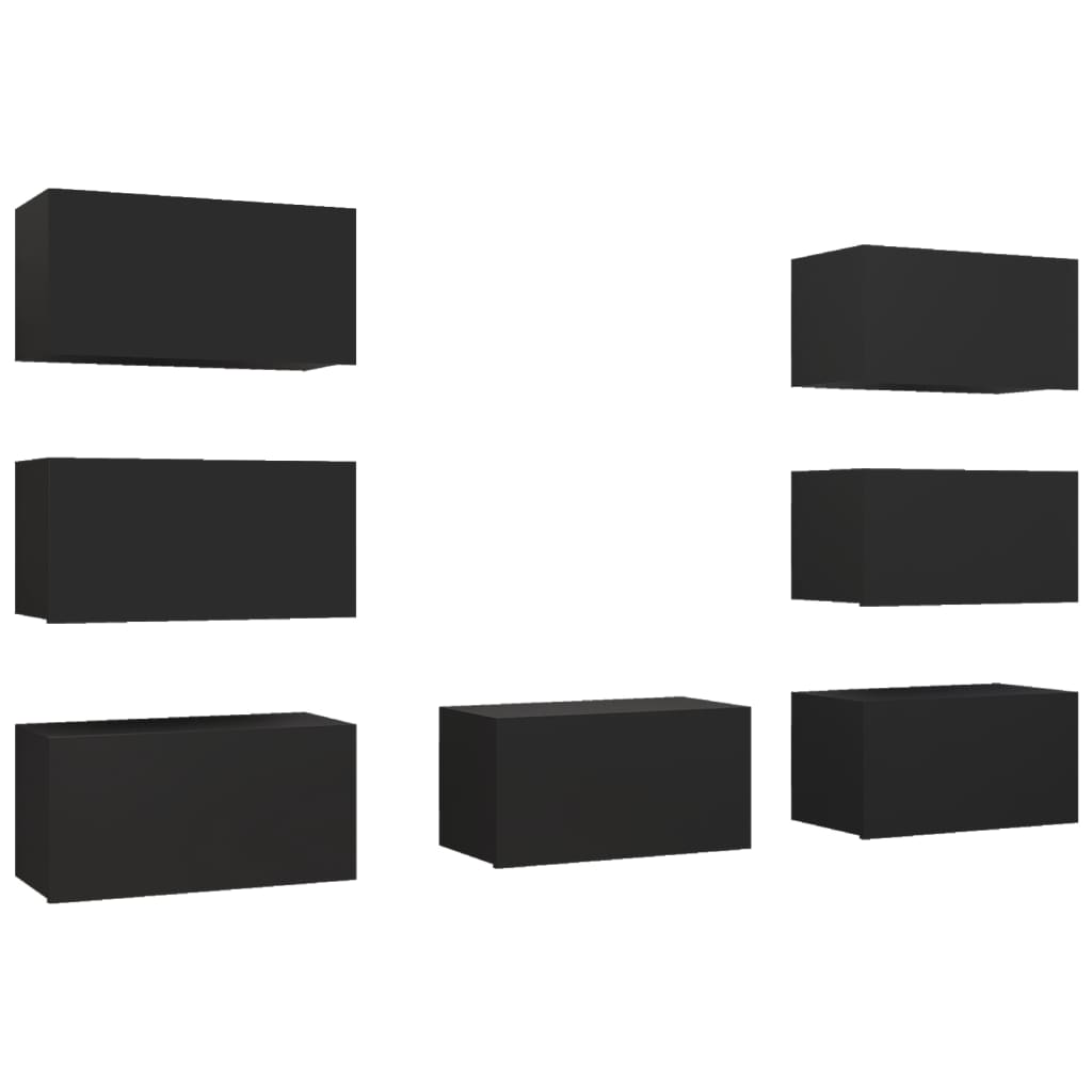 vidaXL TV omarice 7 kosov črne 30,5x30x60 cm iverna plošča