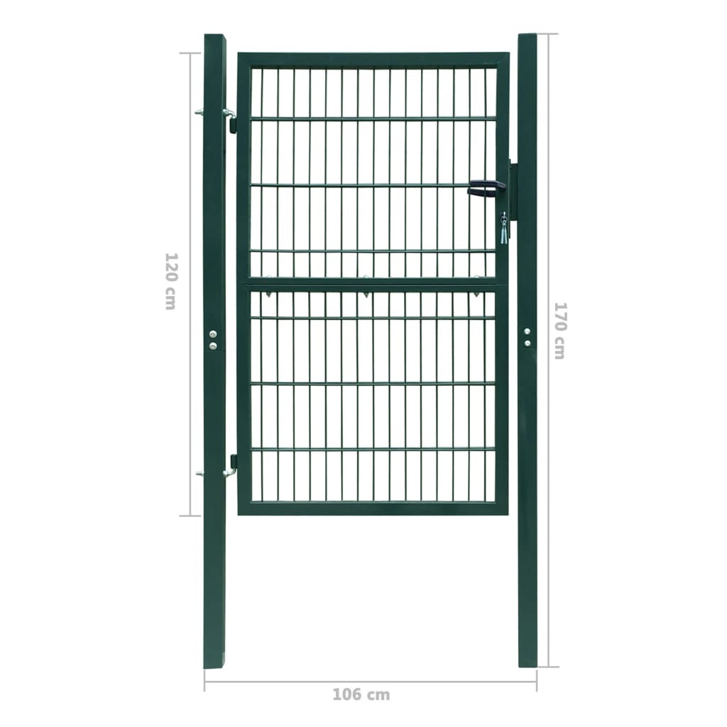 vidaXL 2D ograjna vrata (enojna) zelena 106x170 cm