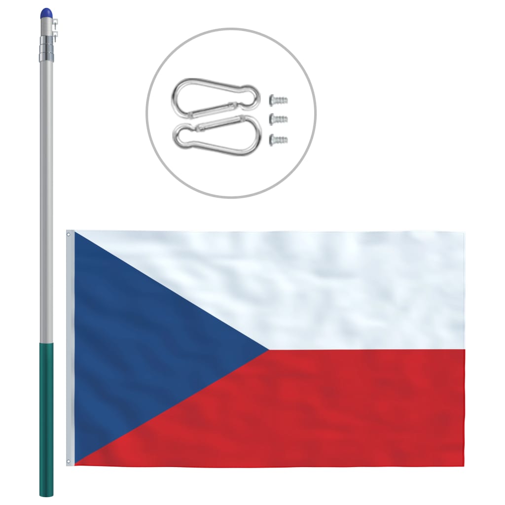 vidaXL Zastava Češke in aluminijast zastavni drog 6 m