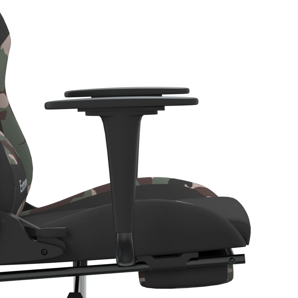 vidaXL Masažni gaming stol z oporo za noge črno in kamuflažno blago