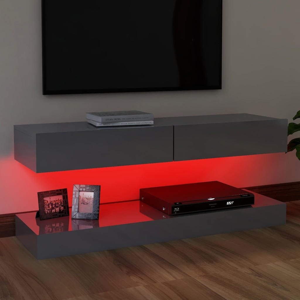 vidaXL TV omarica z LED lučkami visok sijaj siva 120x35 cm