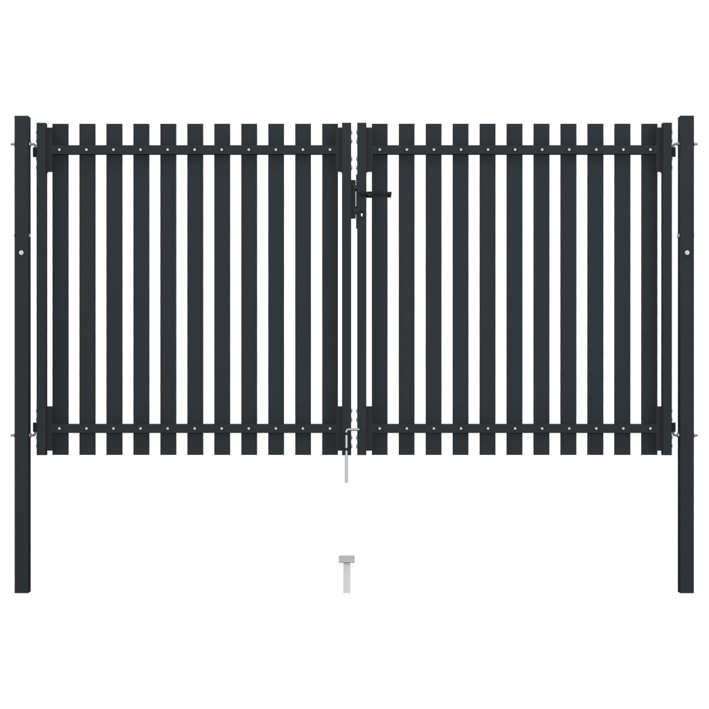 vidaXL Dvojna vrata za ograjo iz jekla 306x220 cm antracitna