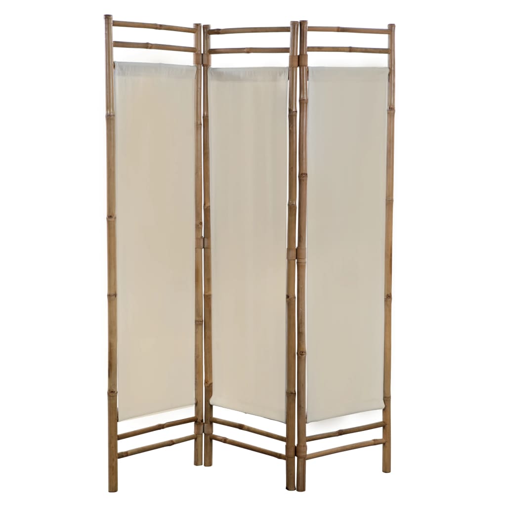 vidaXL Zložljiv 3-delni panel za razdelitev bambus in platno 120 cm