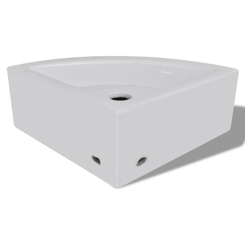 vidaXL Umivalnik z odprtino za odtekanje 45x32x12,5 cm bel