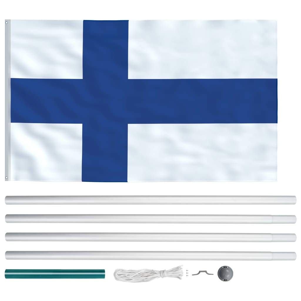 vidaXL Zastava Finske in aluminijast zastavni drog 6,2 m