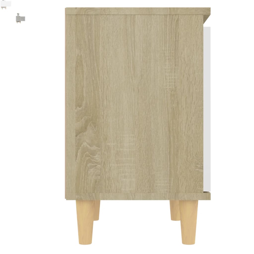 vidaXL Nočna omarica z nogami sonoma hrast in bela 40x30x50 cm