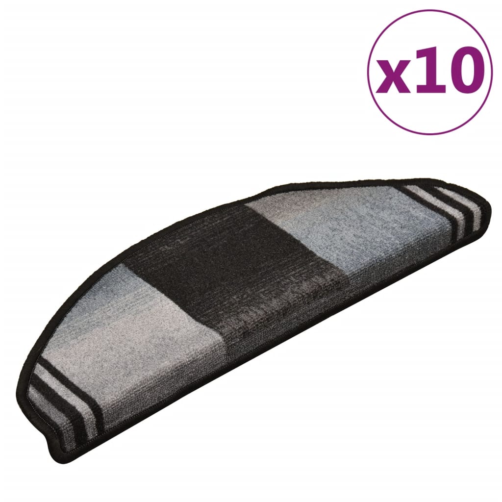 vidaXL Samolepilne preproge za stopnice 10kosov 65x21x4cm črne in sive