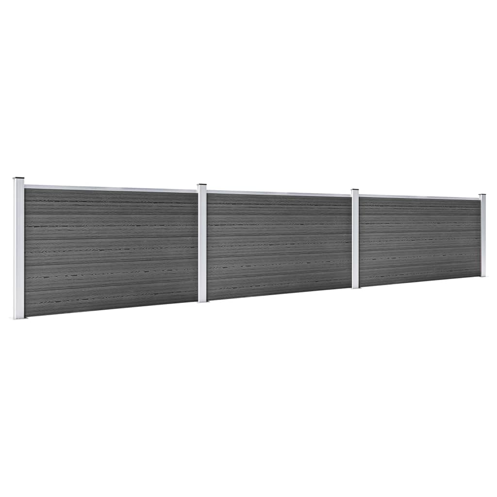 vidaXL Komplet ograjnih panelov WPC 526x105 cm črn