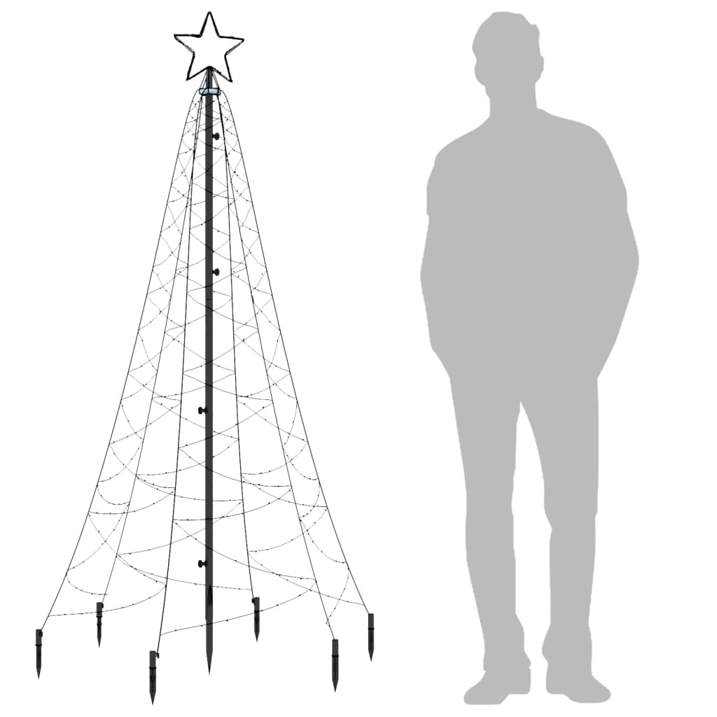 vidaXL Božično drevo s konico hladno belo 200 LED 180 cm