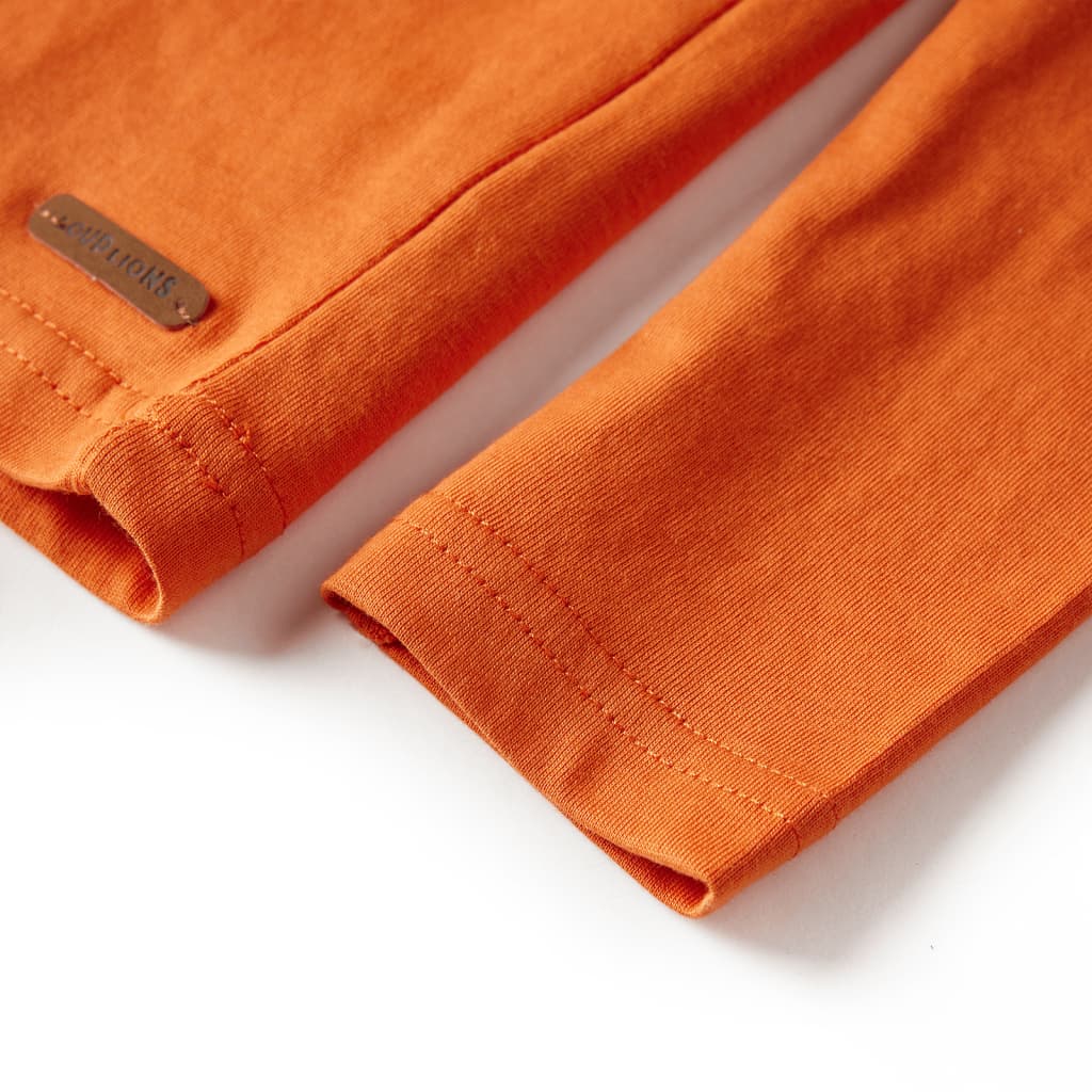 Otroška majica z dolgimi rokavi temno oranžna 92