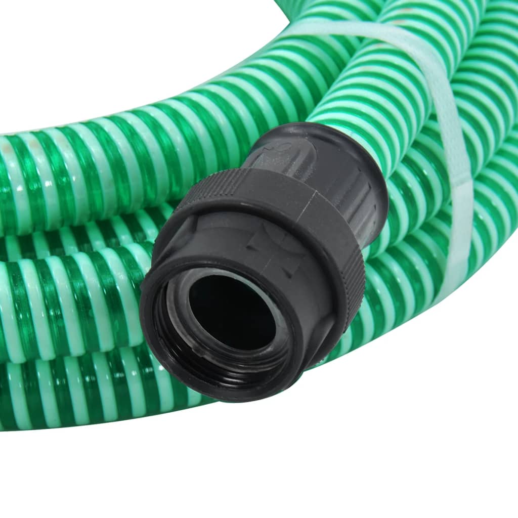 vidaXL Sesalna cev s PVC nastavki 7 m 22 mm zelene barve