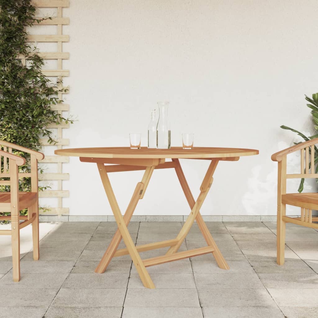 vidaXL Zložljiva vrtna miza Ø 110x75 cm trden akacijev les