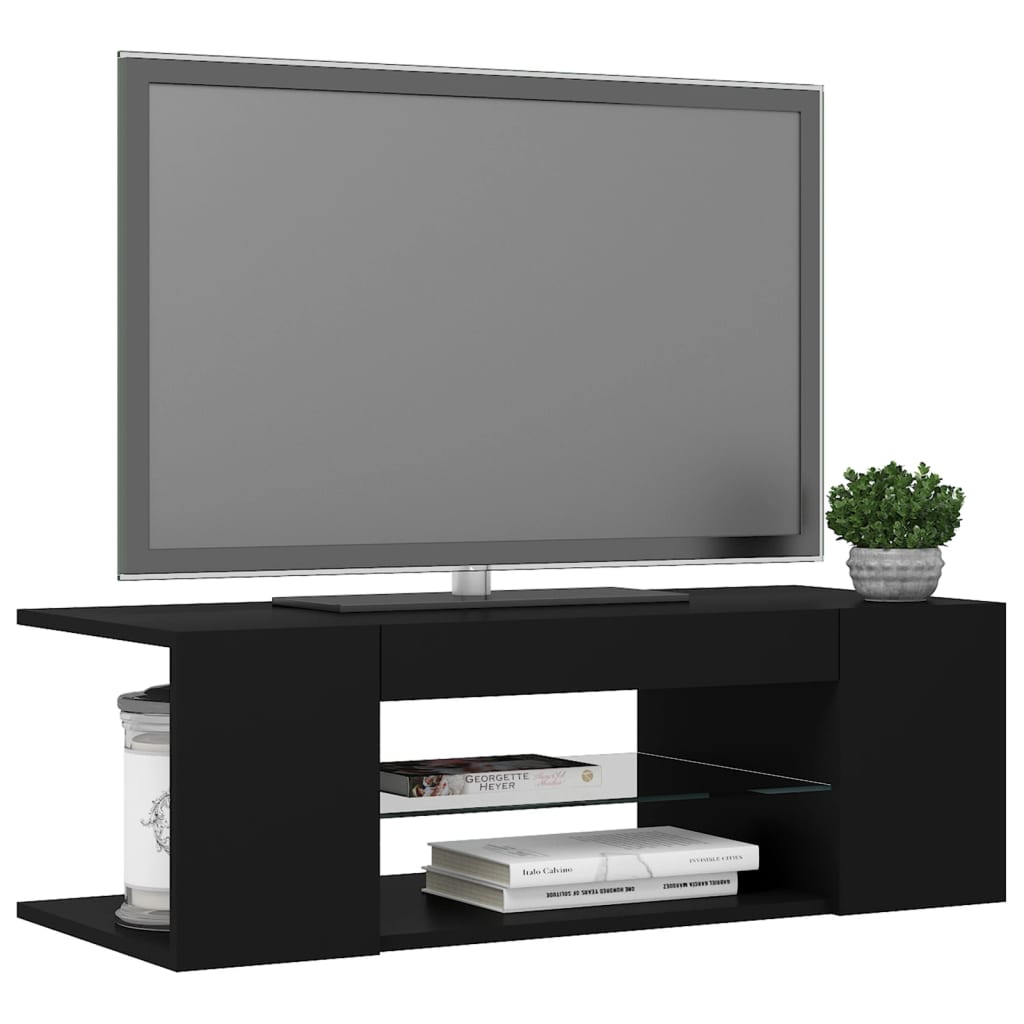 vidaXL TV omarica z LED lučkami črna 90x39x30 cm