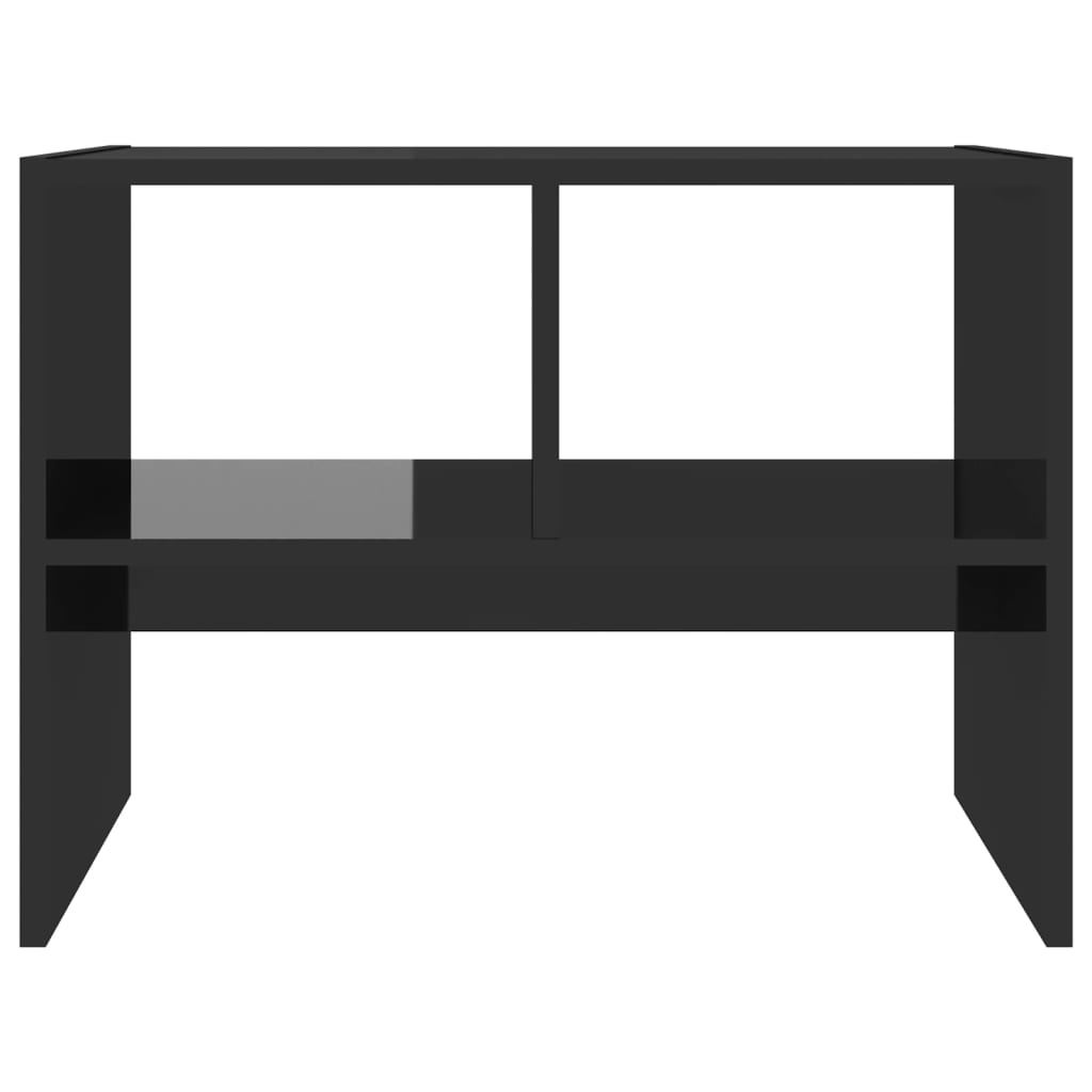 vidaXL Stranska mizica visok sijaj črna 60x40x45 cm iverna plošča