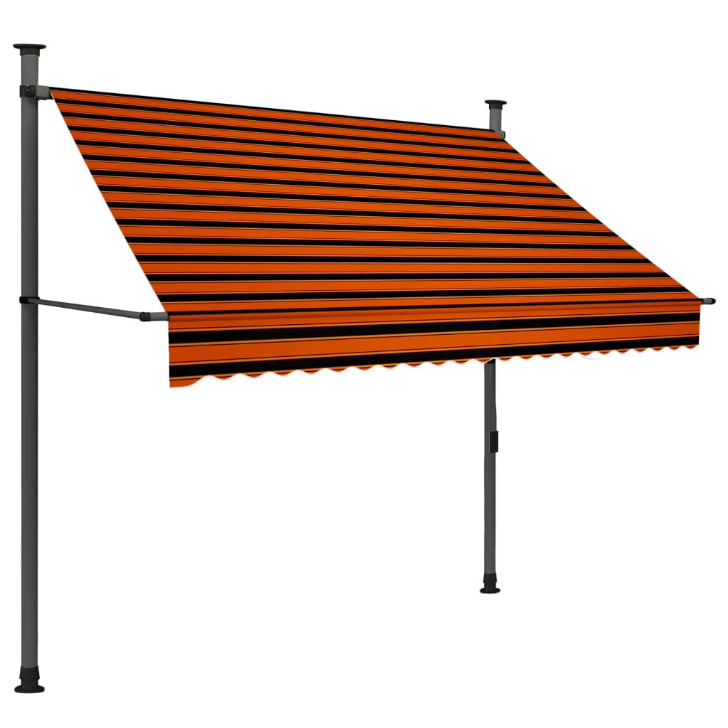 vidaXL Ročno zložljiva tenda z LED lučkami 200 cm oranžna in rjava