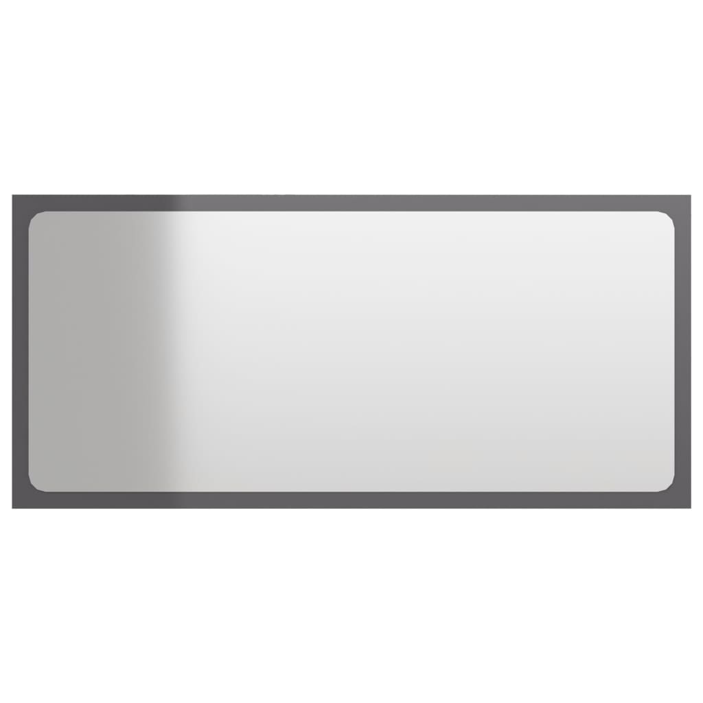 vidaXL Kopalniško ogledalo visok sijaj sivo 80x1,5x37 cm iverna pl.
