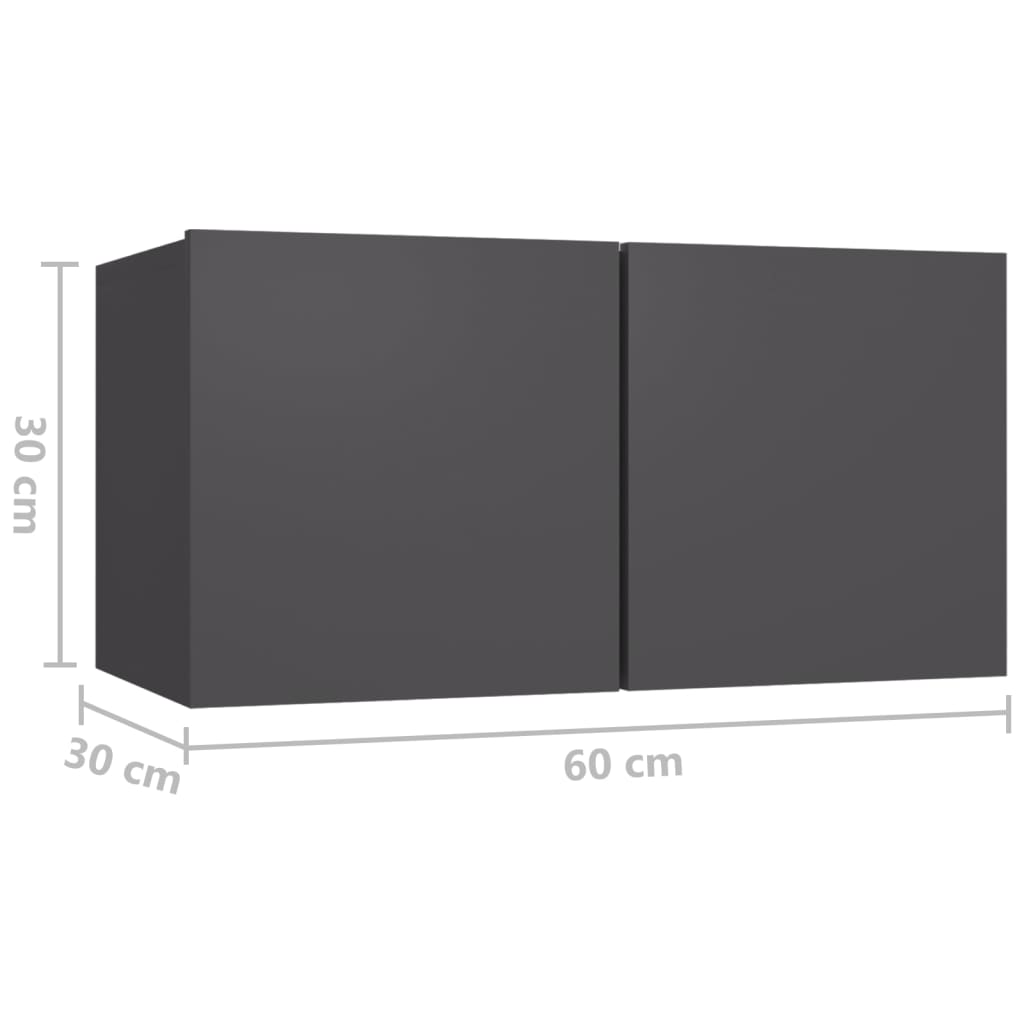 vidaXL Viseča TV omarica siva 60x30x30 cm