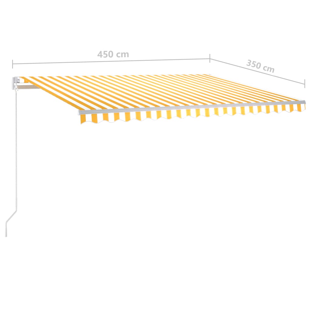 vidaXL Avtomatska tenda LED + senzor 4,5x3,5 m rumena in bela