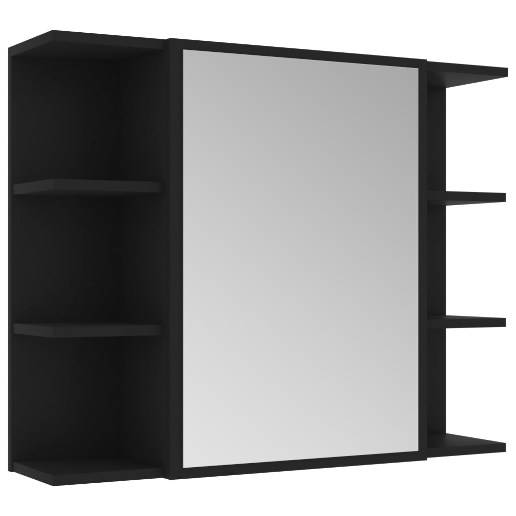 vidaXL Kopalniško pohištvo 4 kosi črne barve iverna plošča