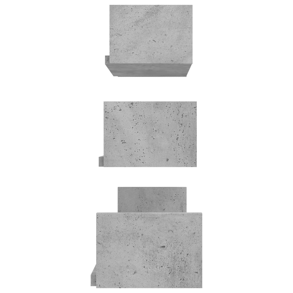 vidaXL Stenske razstavne police 3 kosi betonsko sive iverna plošča