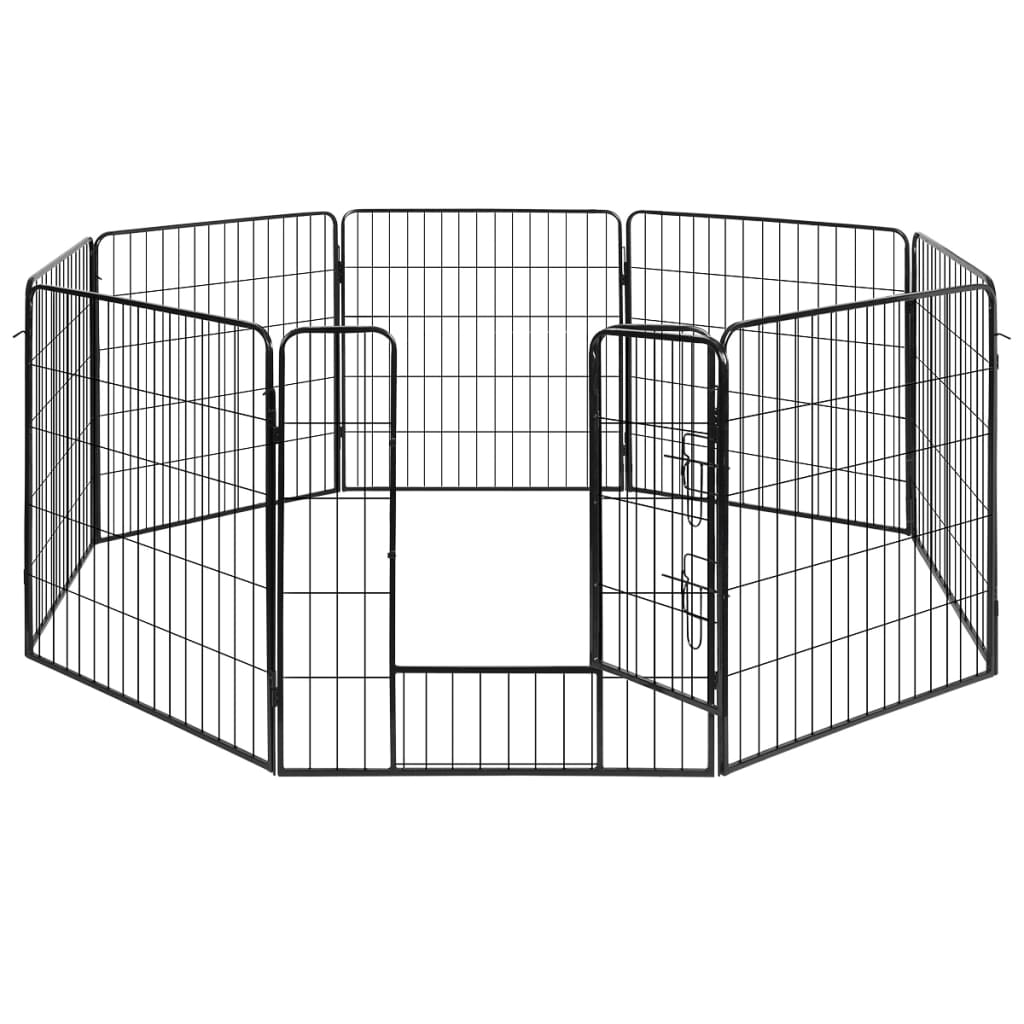 vidaXL Pasja ograda 8 panelov jeklo
