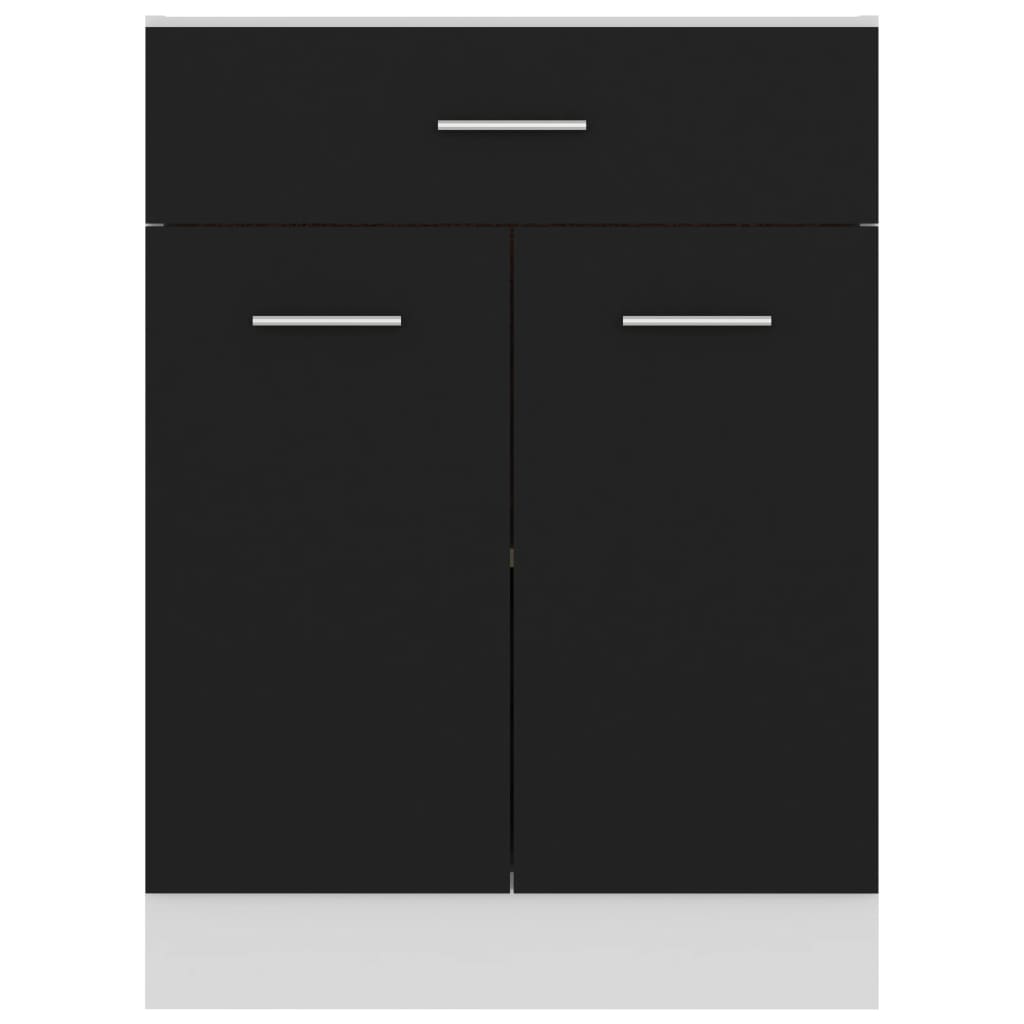 vidaXL Spodnja omarica s predalom črna 60x46x81,5 cm iverna plošča