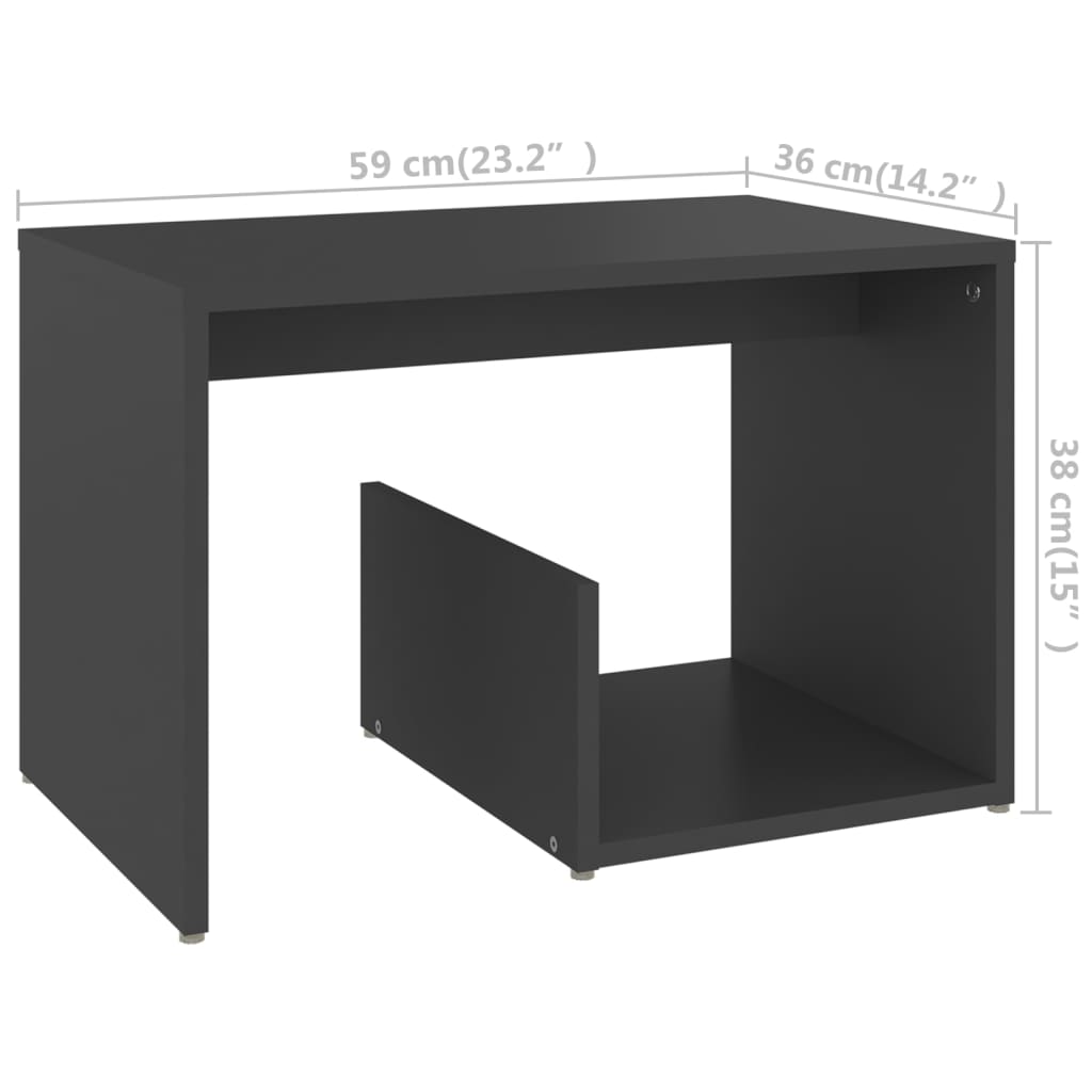 vidaXL Stranska mizica siva 59x36x38 cm iverna plošča