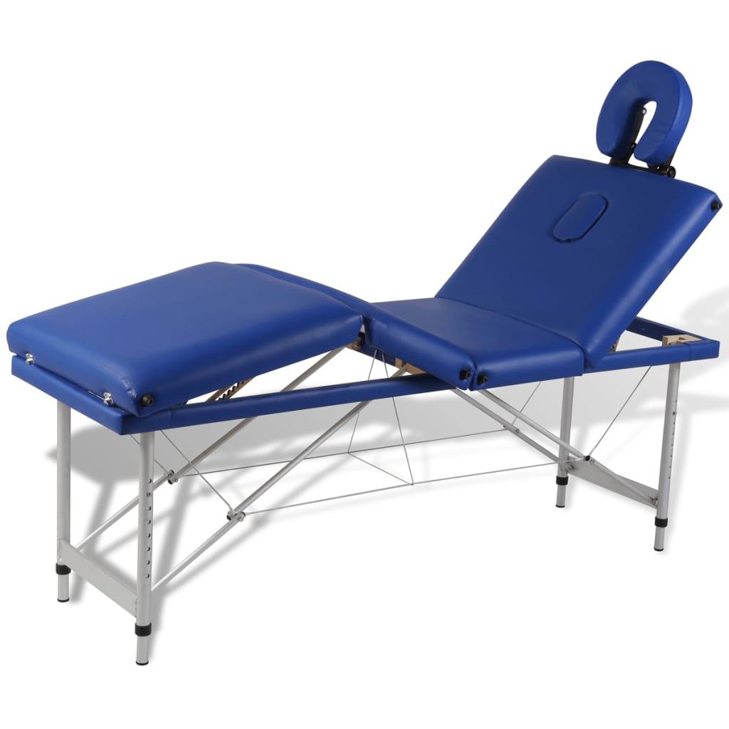 Modra zložljiva masažna miza s 4 območji in aluminjastim okvirjem