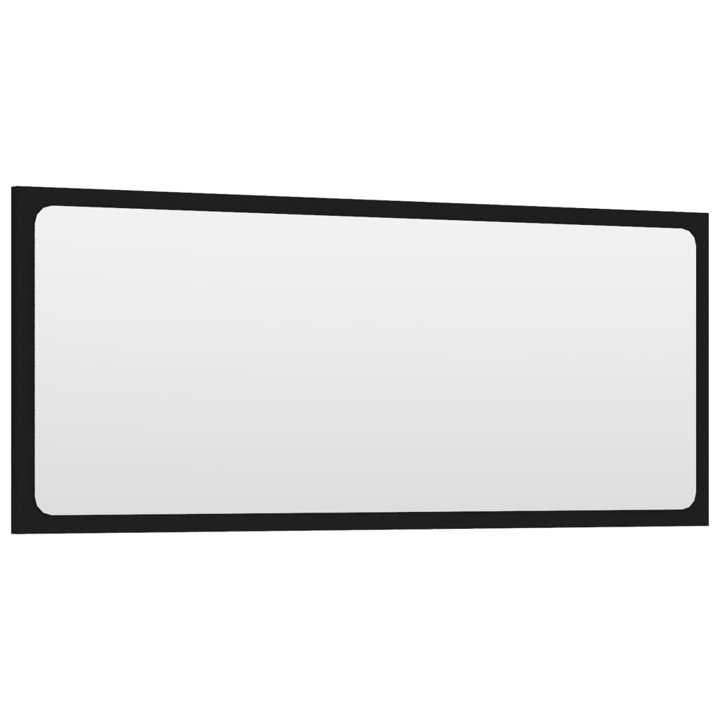 vidaXL Kopalniško ogledalo črno 90x1,5x37 cm iverna plošča