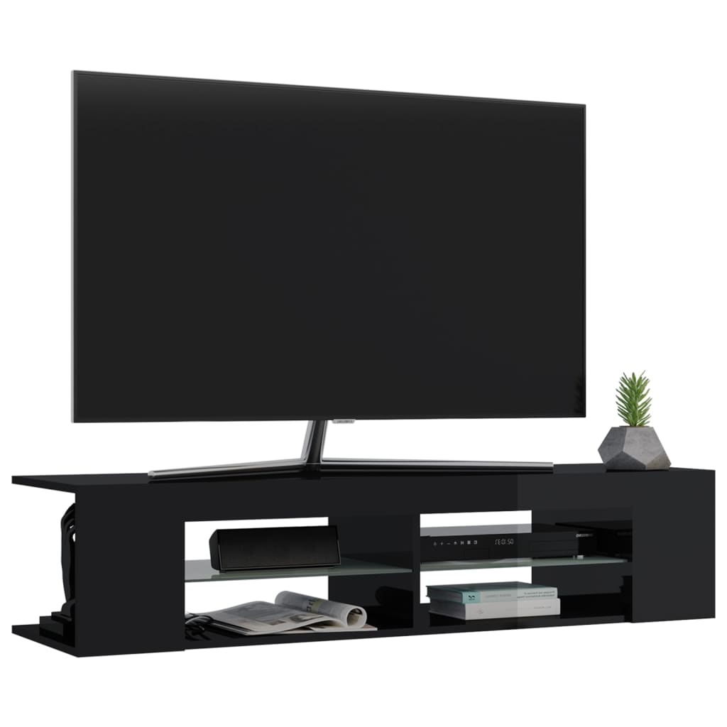 vidaXL TV omarica z LED lučkami visok sijaj črna 135x39x30 cm