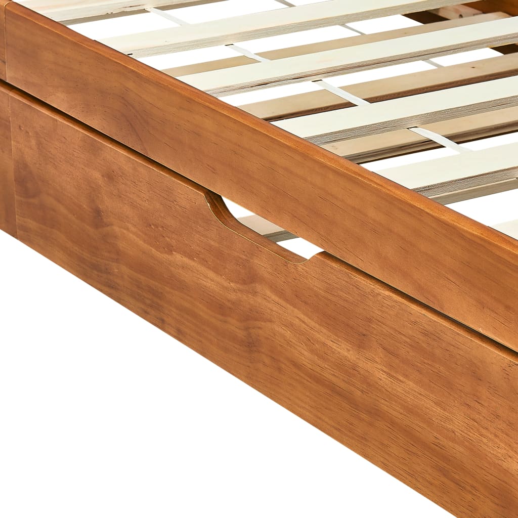vidaXL Izvlečni posteljni okvir medeno rjav iz borovine 90x200 cm