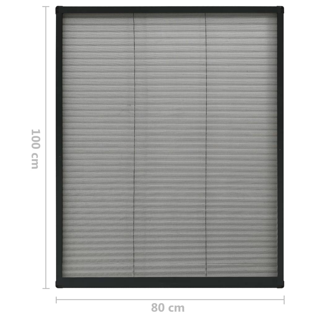 vidaXL Plise komarnik za okna aluminij antraciten 80x100 cm