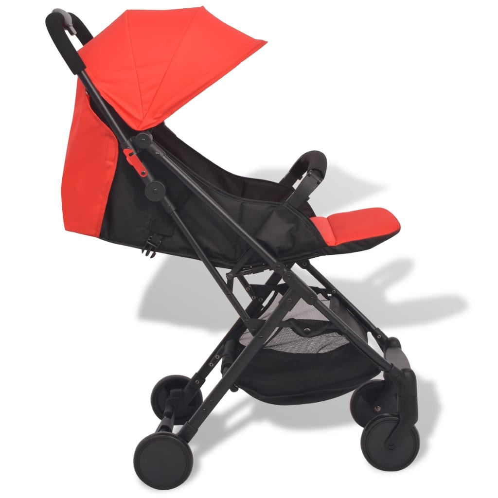 vidaXL Zložljiv otroški voziček rdeč 89x47,5x104 cm