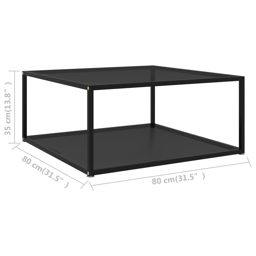 vidaXL Klubska mizica črna 80x80x35 cm kaljeno steklo