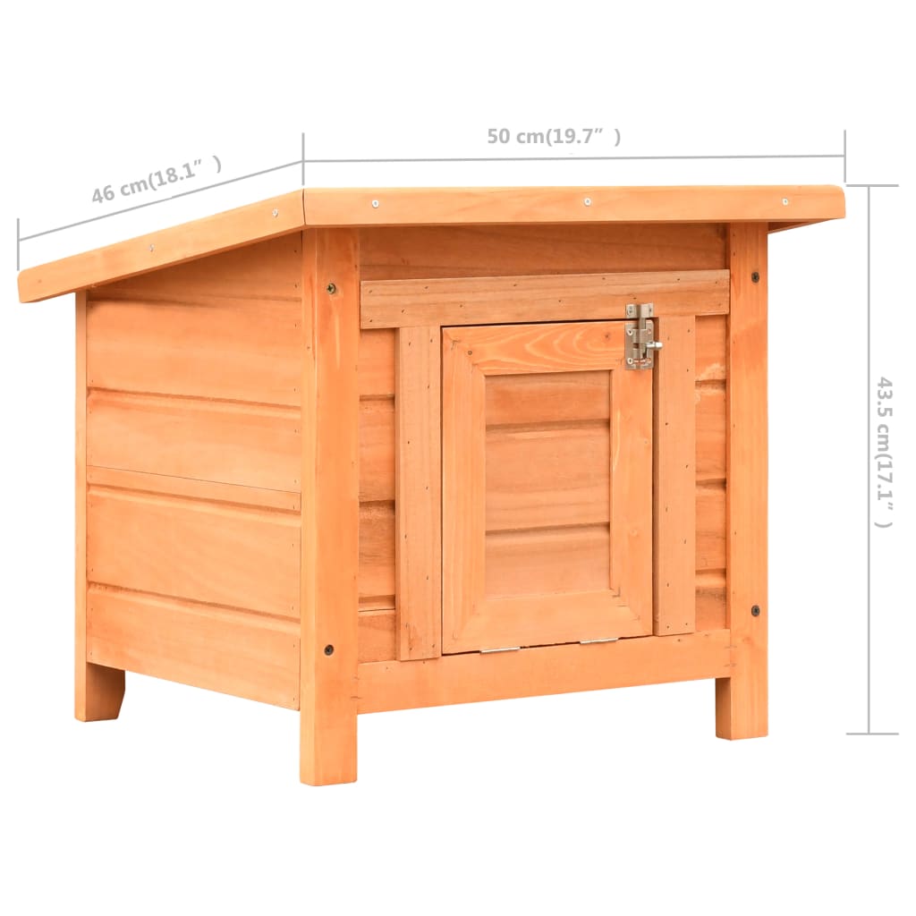vidaXL Mačja hišica iz trdne borovine in lesa jelke 50x46x43,5 cm