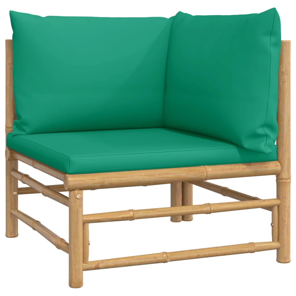 vidaXL Vrtna sedežna garnitura 8-delna z zelenimi blazinami bambus