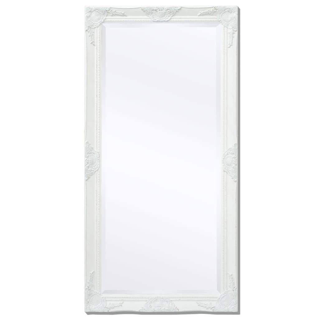 vidaXL Stensko ogledalo baročno 120x60 cm belo