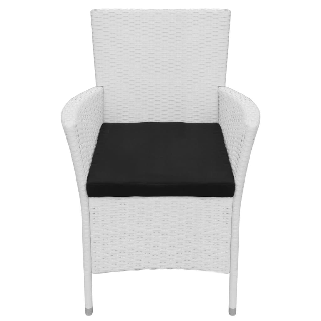 vidaXL Vrtni stoli 2 kosa z blazinami poli ratan kremno bele barve