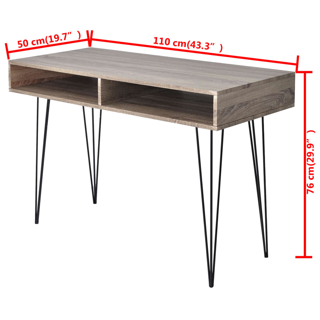 vidaXL pisalna miza z 2 prostoroma za shranjevanje siva