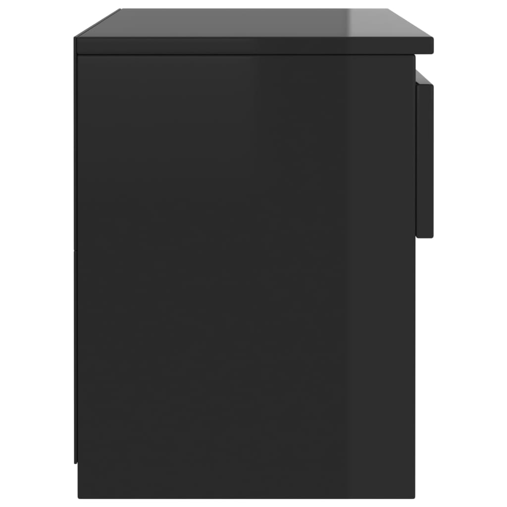 vidaXL Nočna omarica visok sijaj črna 40x30x39 cm iverna plošča